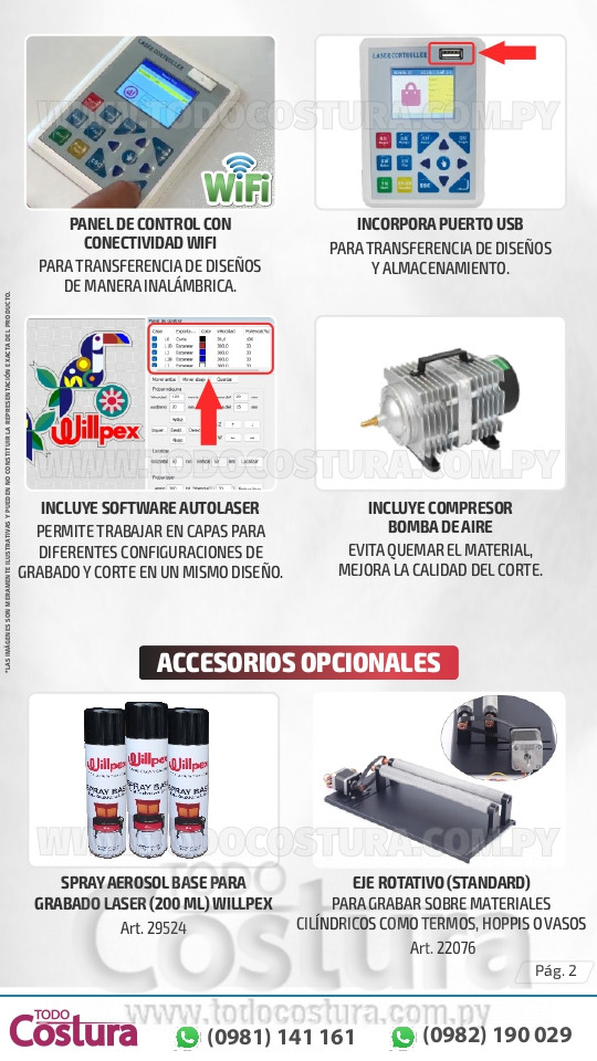 GRABADORA LASER PROFESIONAL (40X40CM - 50W) WILLPEX TURBO 4040-2